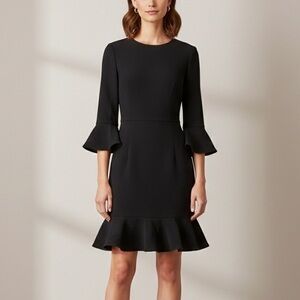 BLACK HALO Brooklyn Ruffle Sleeve Sheath Mini Dress NWT Black 8